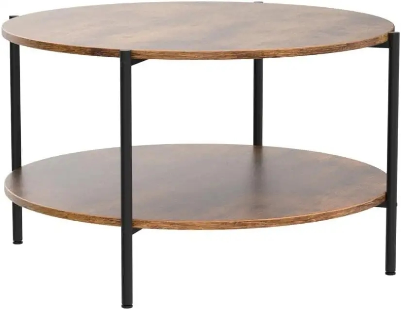 2-Tier Industrial Wood Center Table