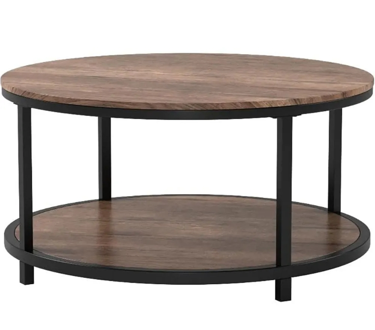 2-Tier Industrial Wood Center Table