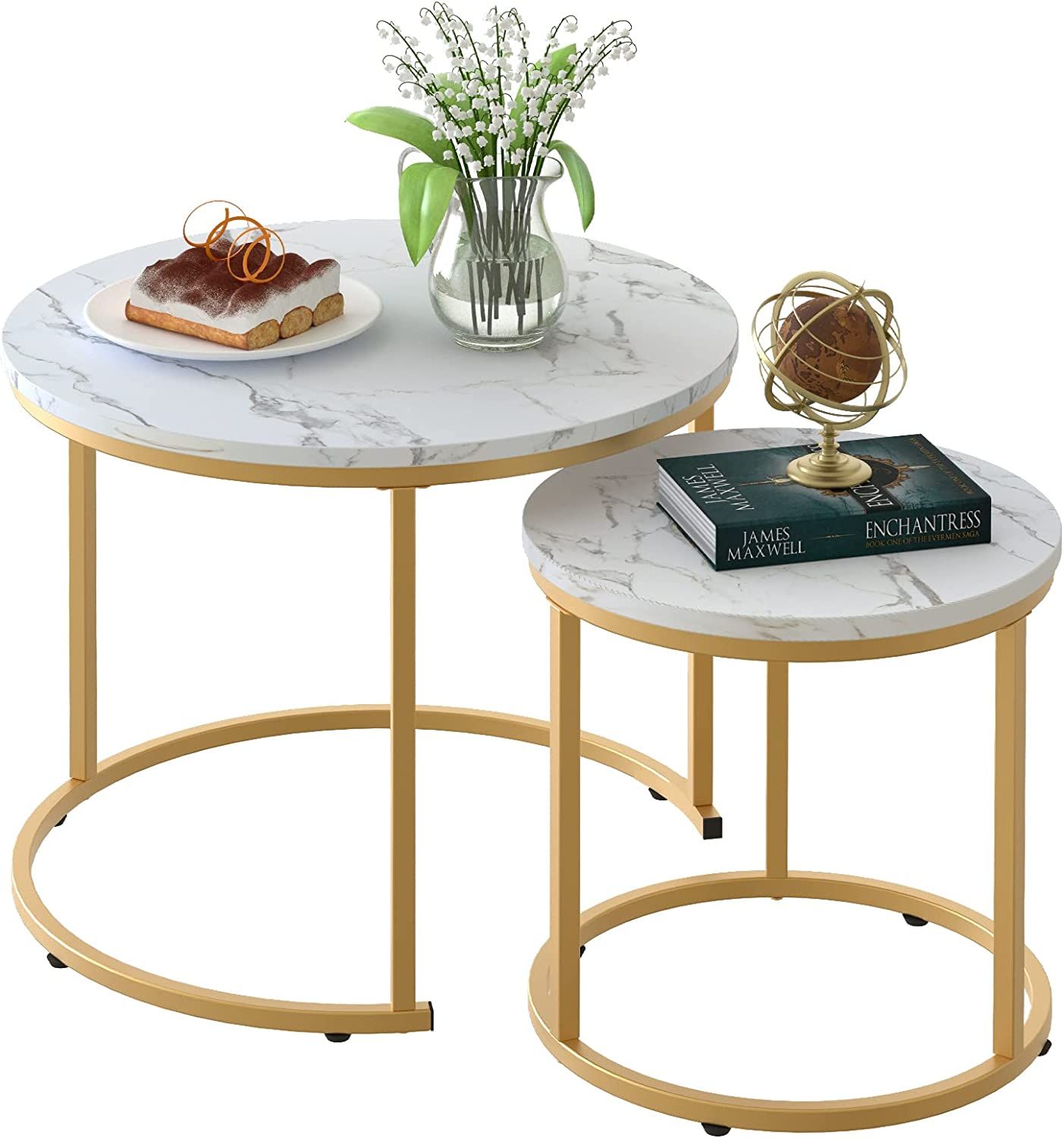 Marble Golden Frame Nesting Table