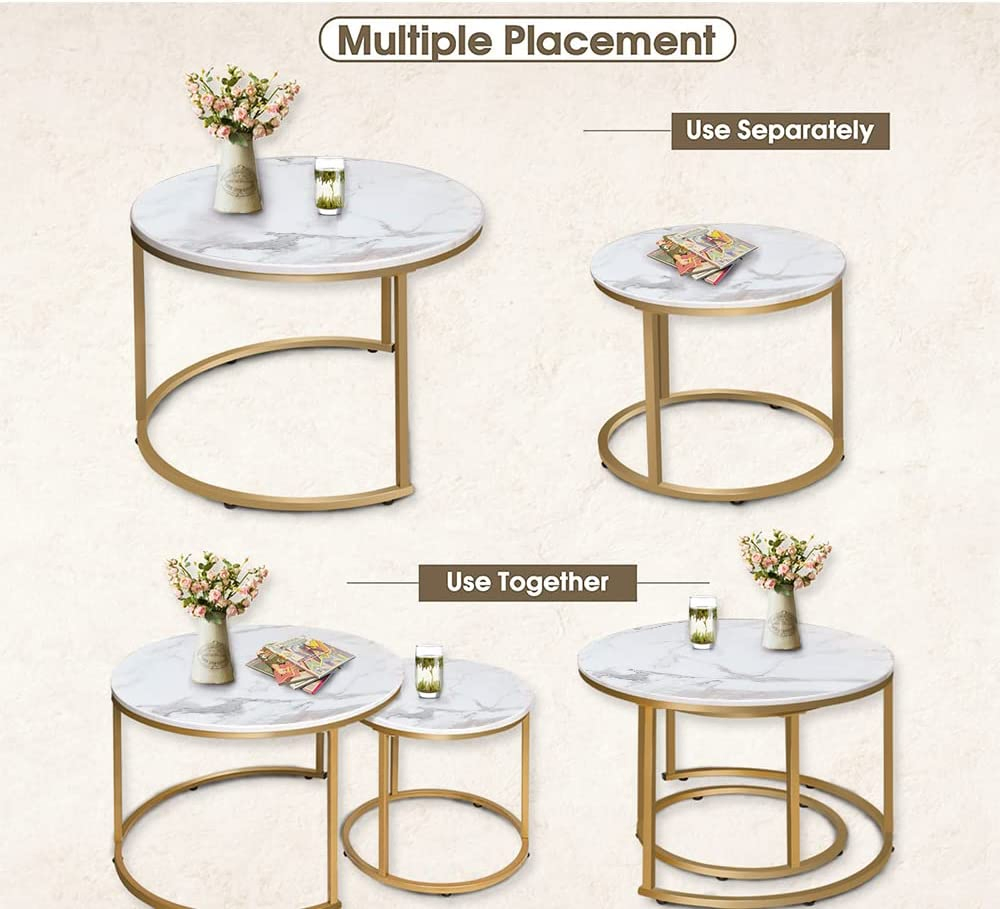 Marble Golden Frame Nesting Table