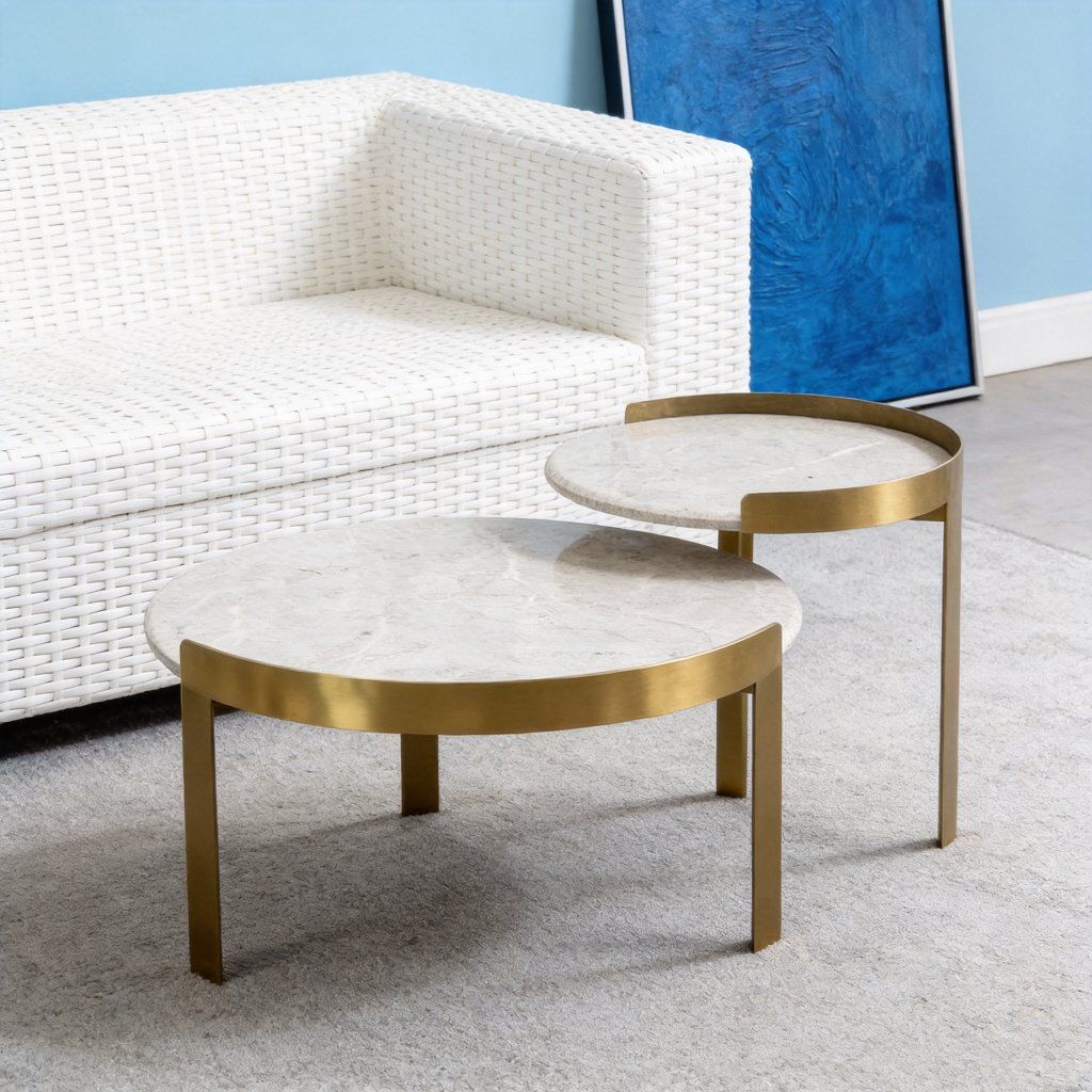 Marble Top Nesting Table Set