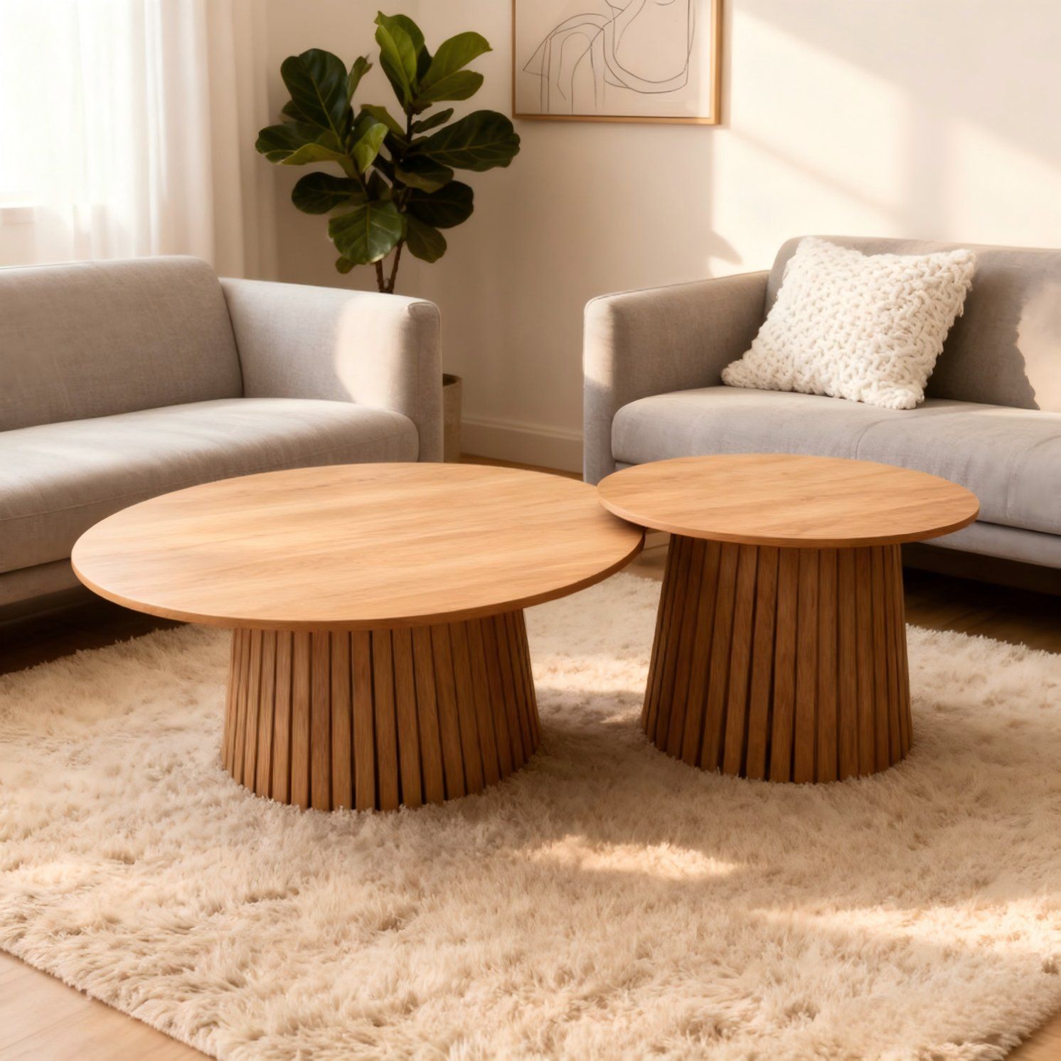 Nesting Round Wooden Tea Table