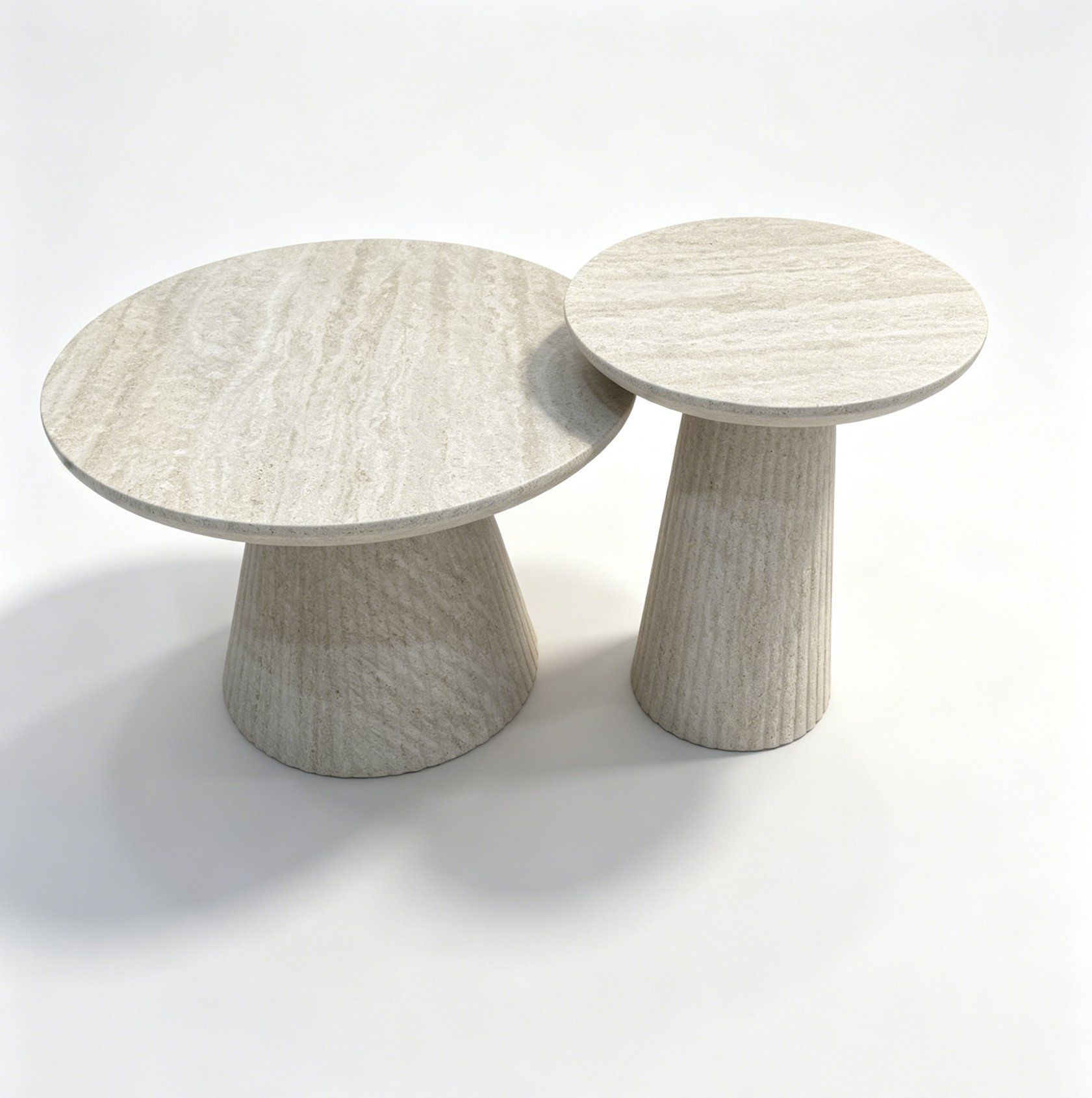 Travertine Fluted Nesting Table