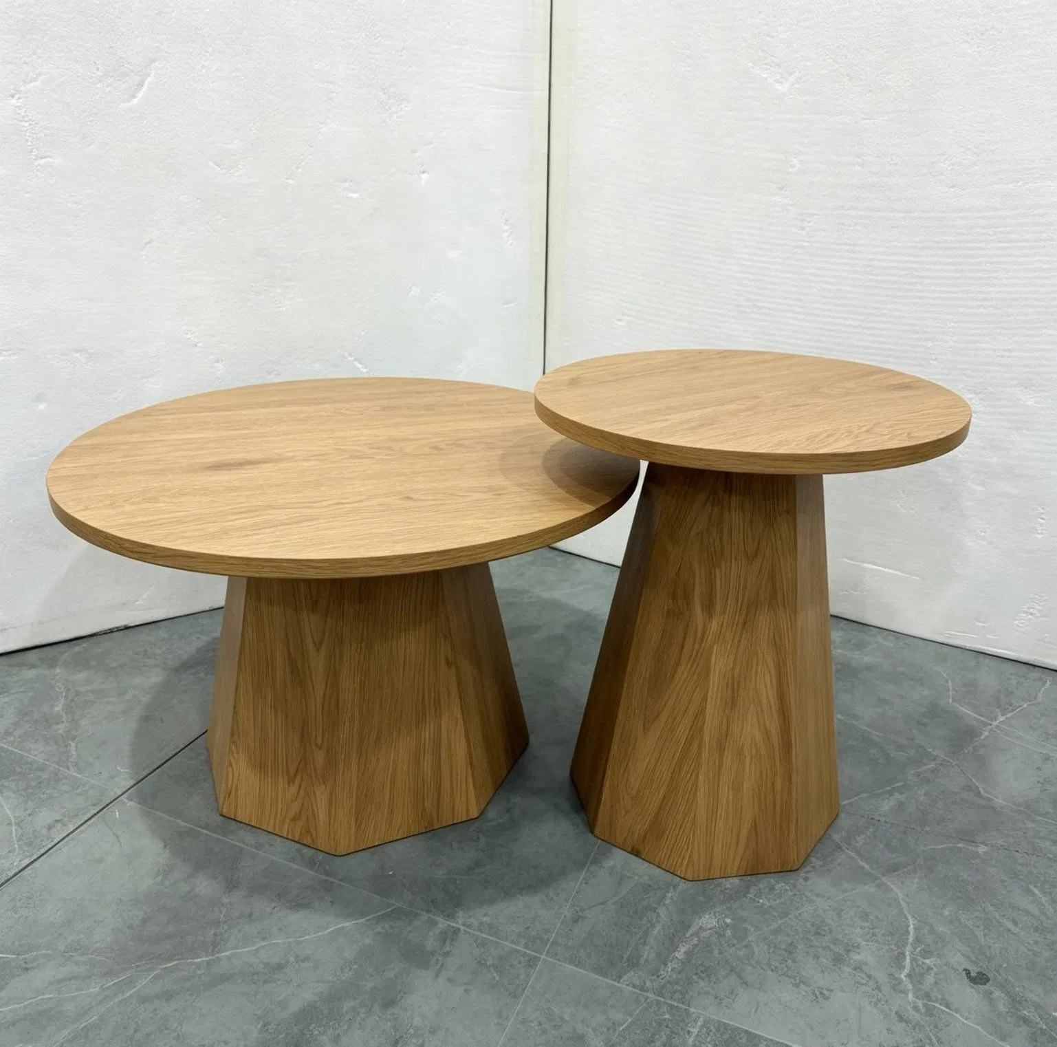 Travertine Fluted Nesting Table
