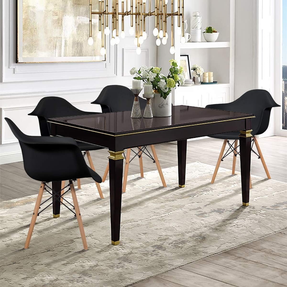 Eiffel Leg Arm Sided Chair (Black)