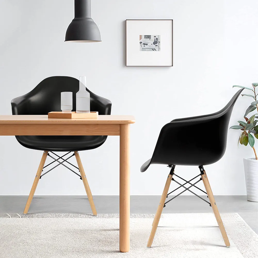 Eiffel Leg Arm Sided Chair (Black)