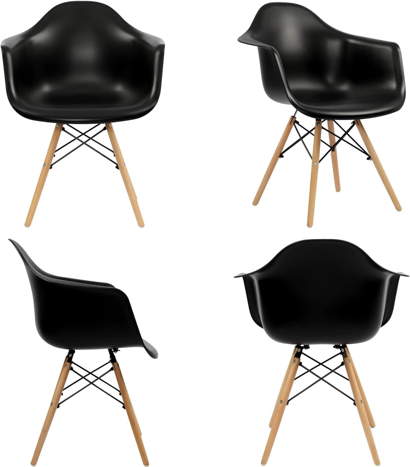 Eiffel Leg Arm Sided Chair (Black)