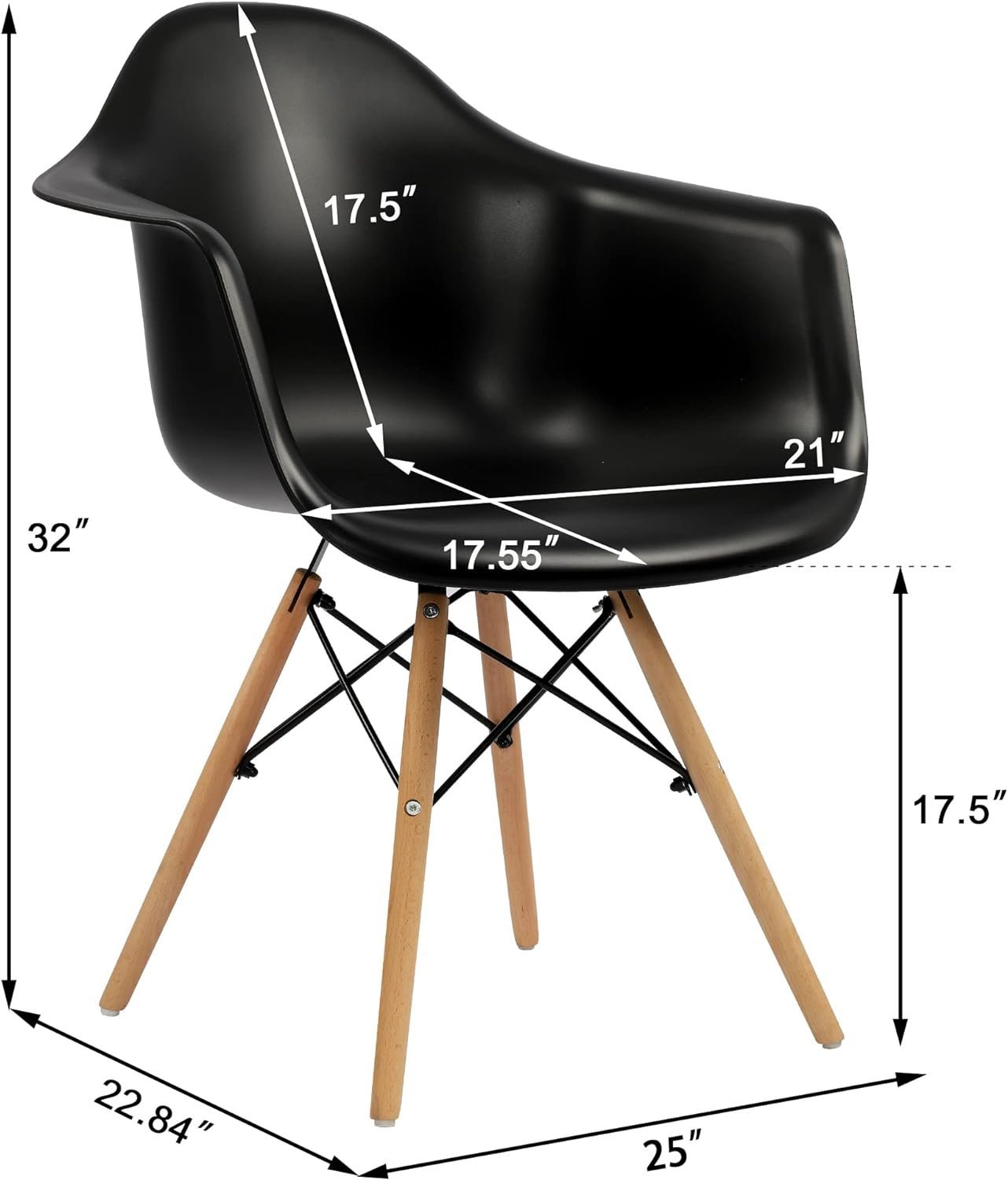 Eiffel Leg Arm Sided Chair (Black)