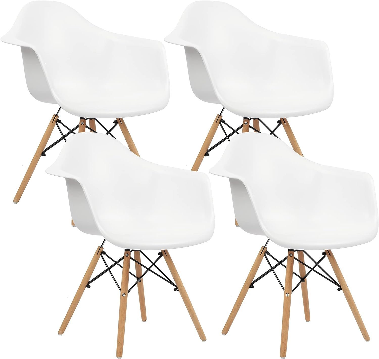 Eiffel Leg Arm Sided Chair (White)