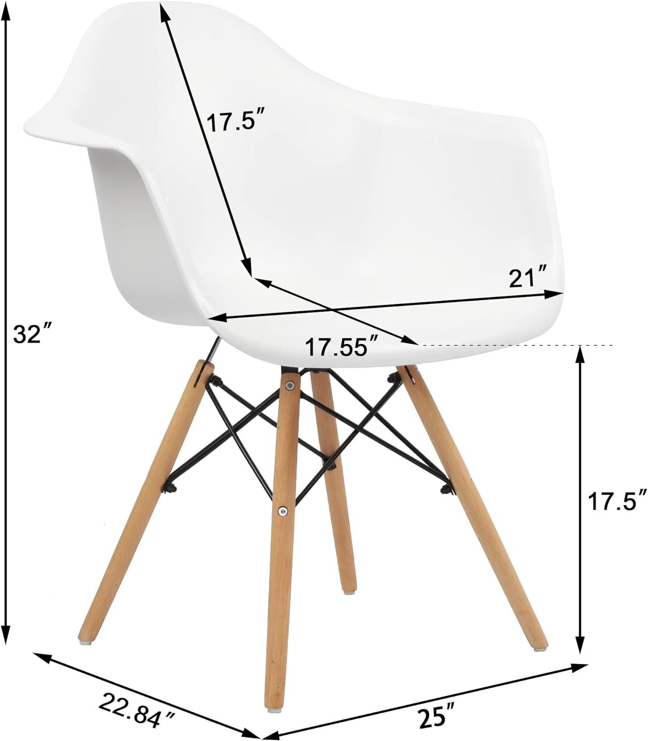 Eiffel Leg Arm Sided Chair (White)