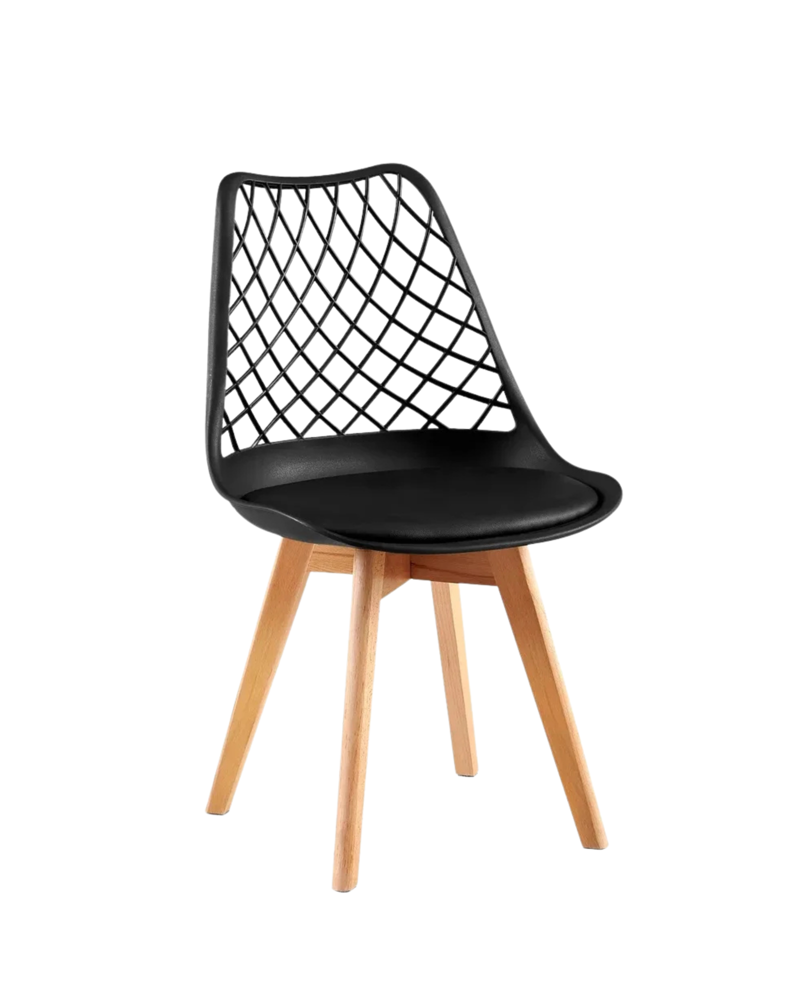 Mesh Back Style Cushion Seated Dining Chair (Black)