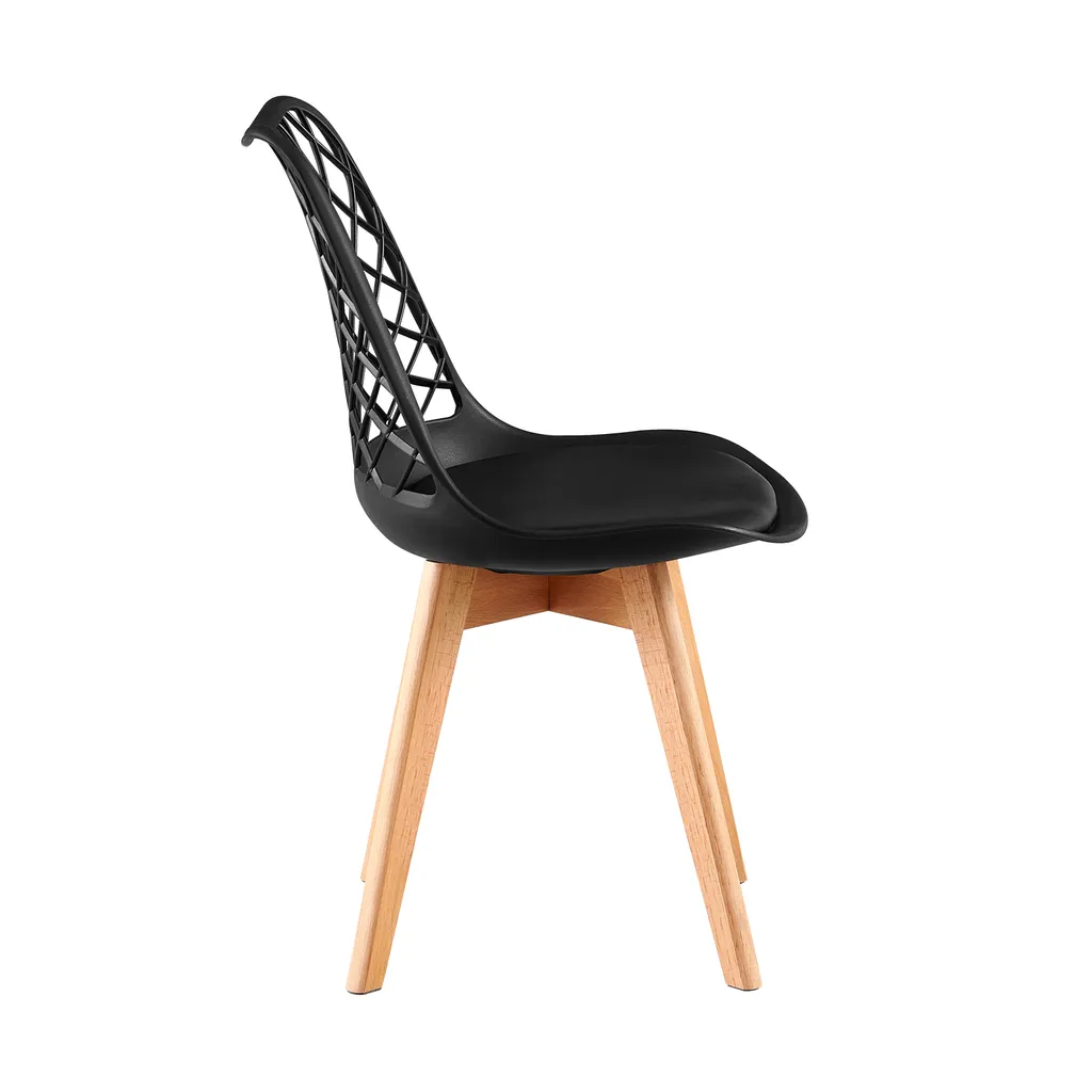 Mesh Back Style Cushion Seated Dining Chair (Black)