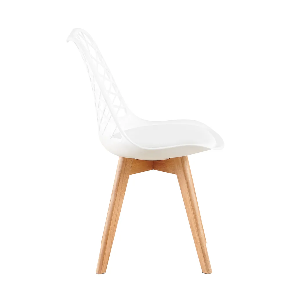 Mesh Back Style Cushion Seated Dining Chair (White)