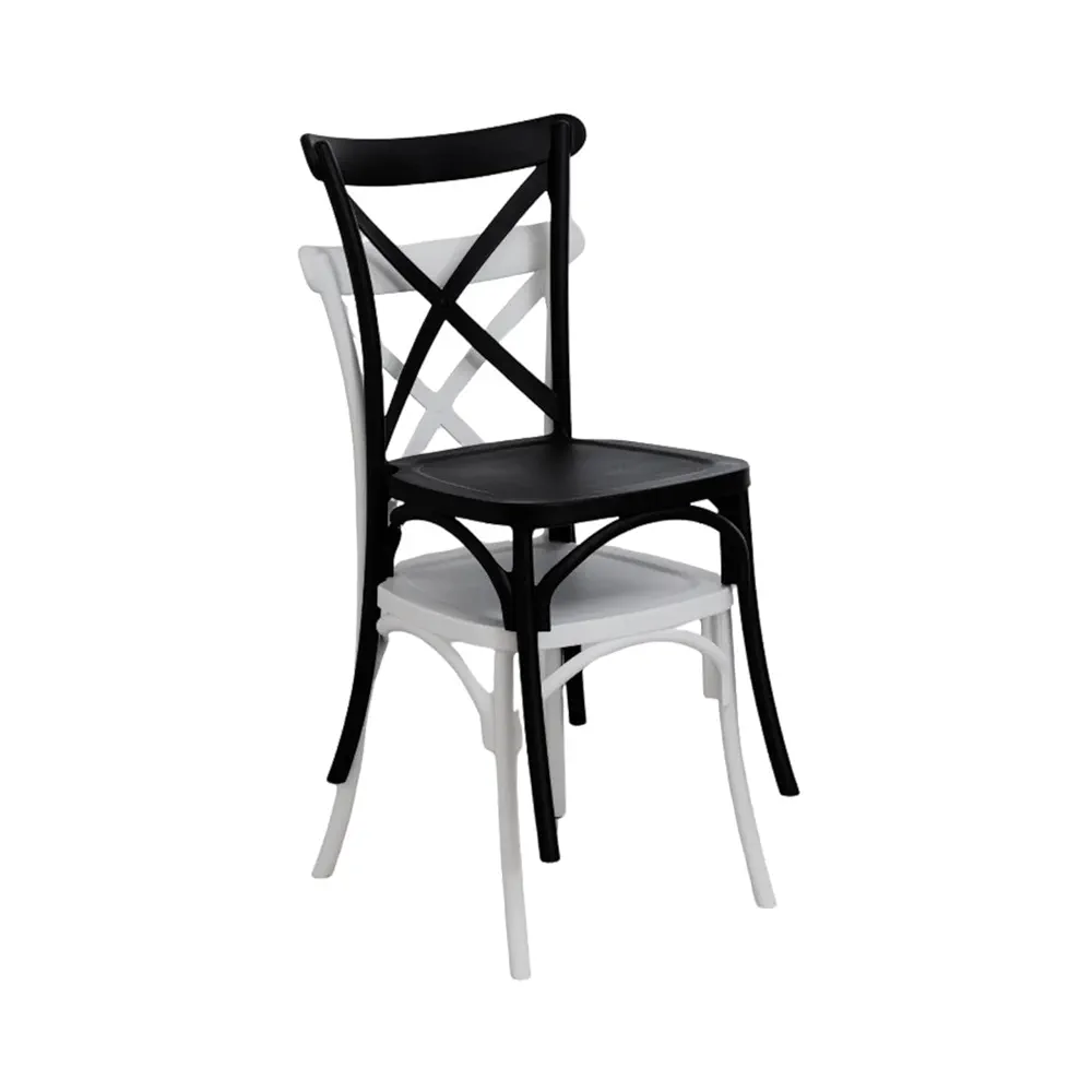 Polypropylene Cross Back Dining Chair (Black)