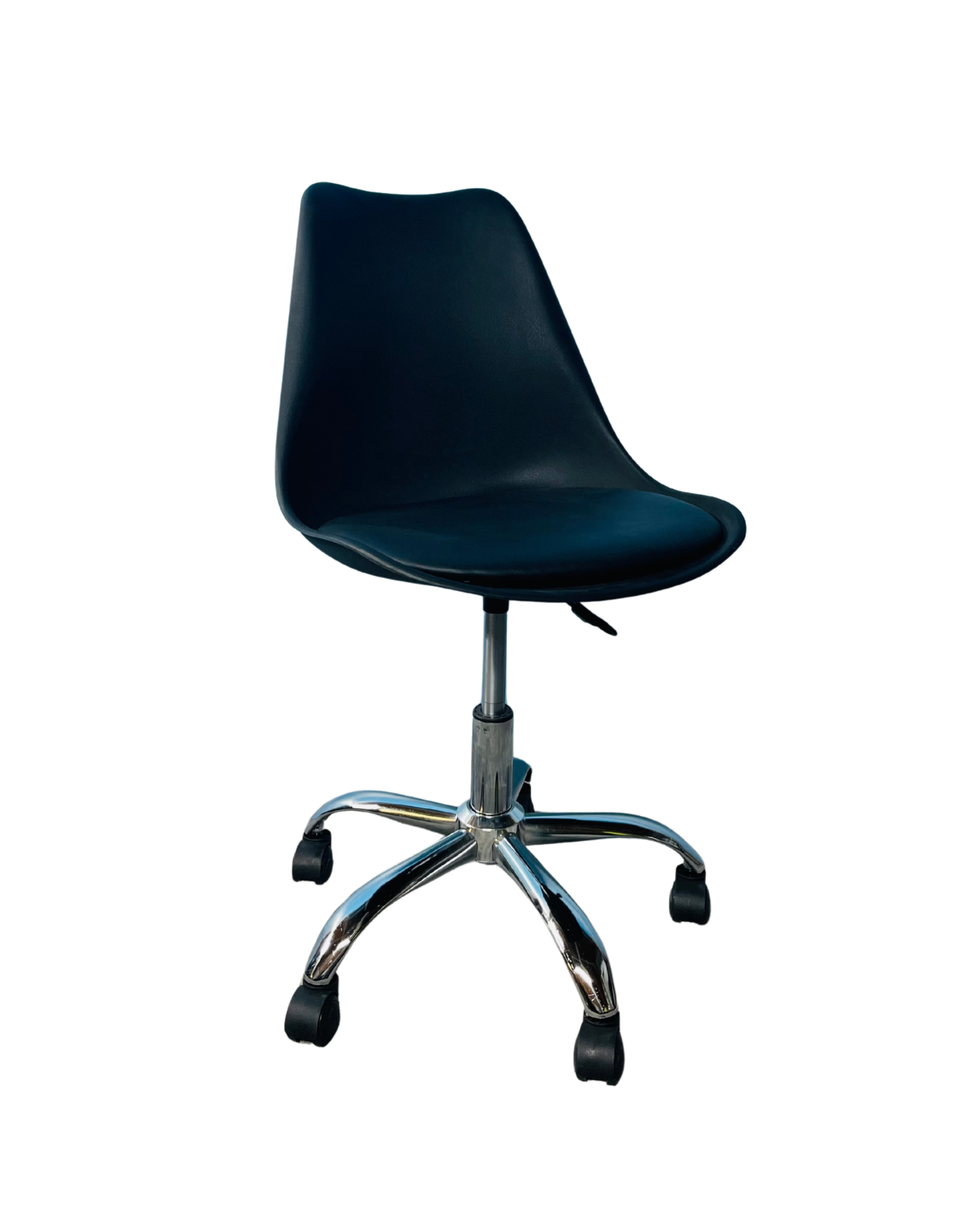 PU Cushion Chair with Wheels (Black)