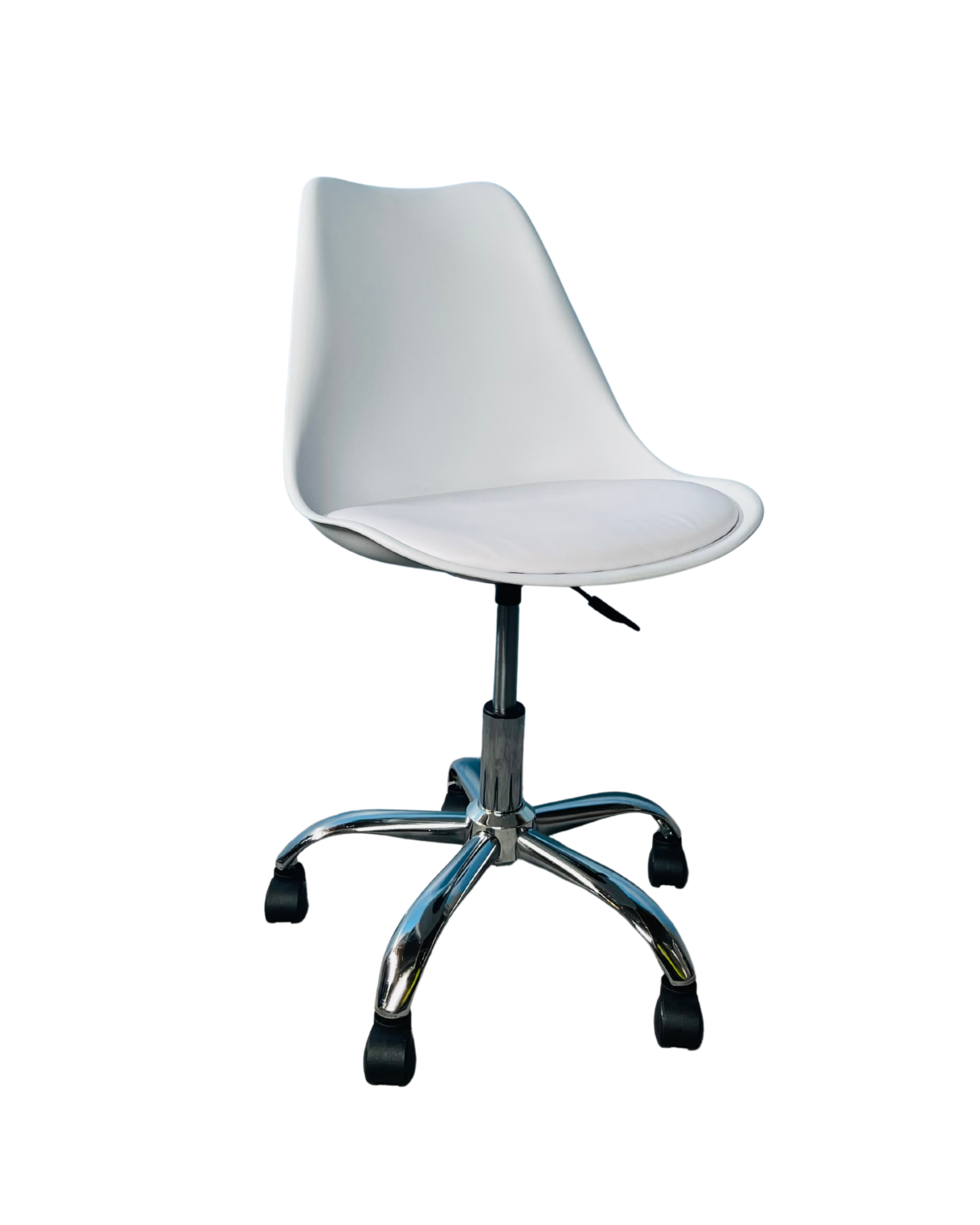 PU Cushion Chair with Wheels (White)