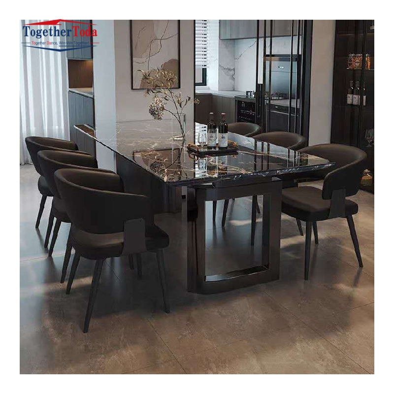 6-Seater Black Gold Marble Set