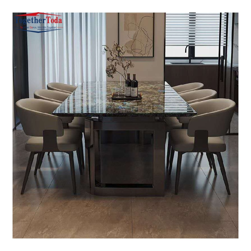 6-Seater Black Gold Marble Set