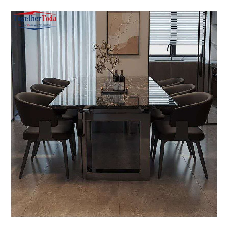 6-Seater Black Gold Marble Set
