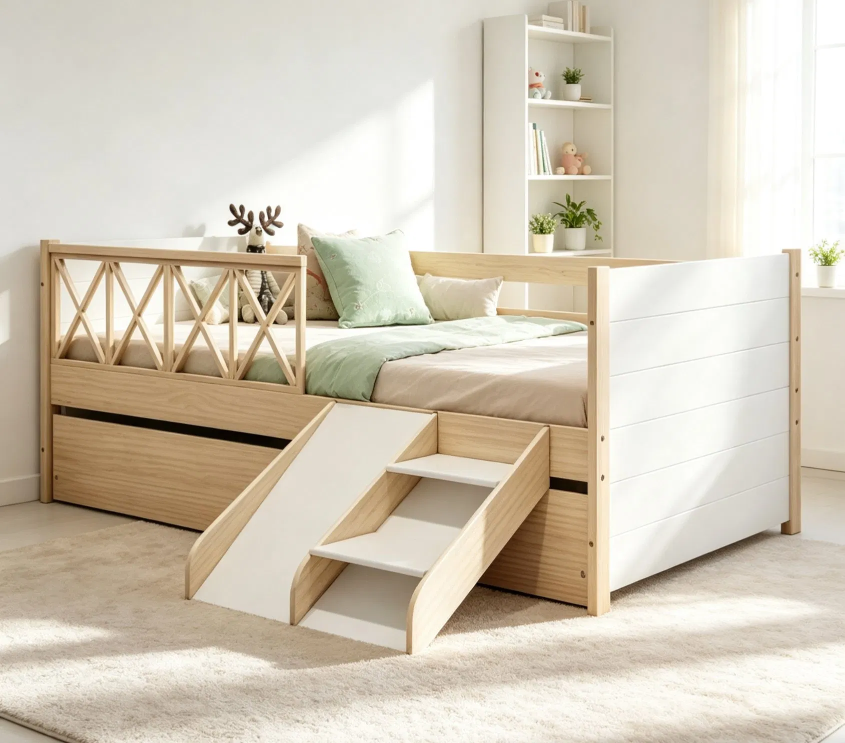 Kids Daybed with Slide and Stairs