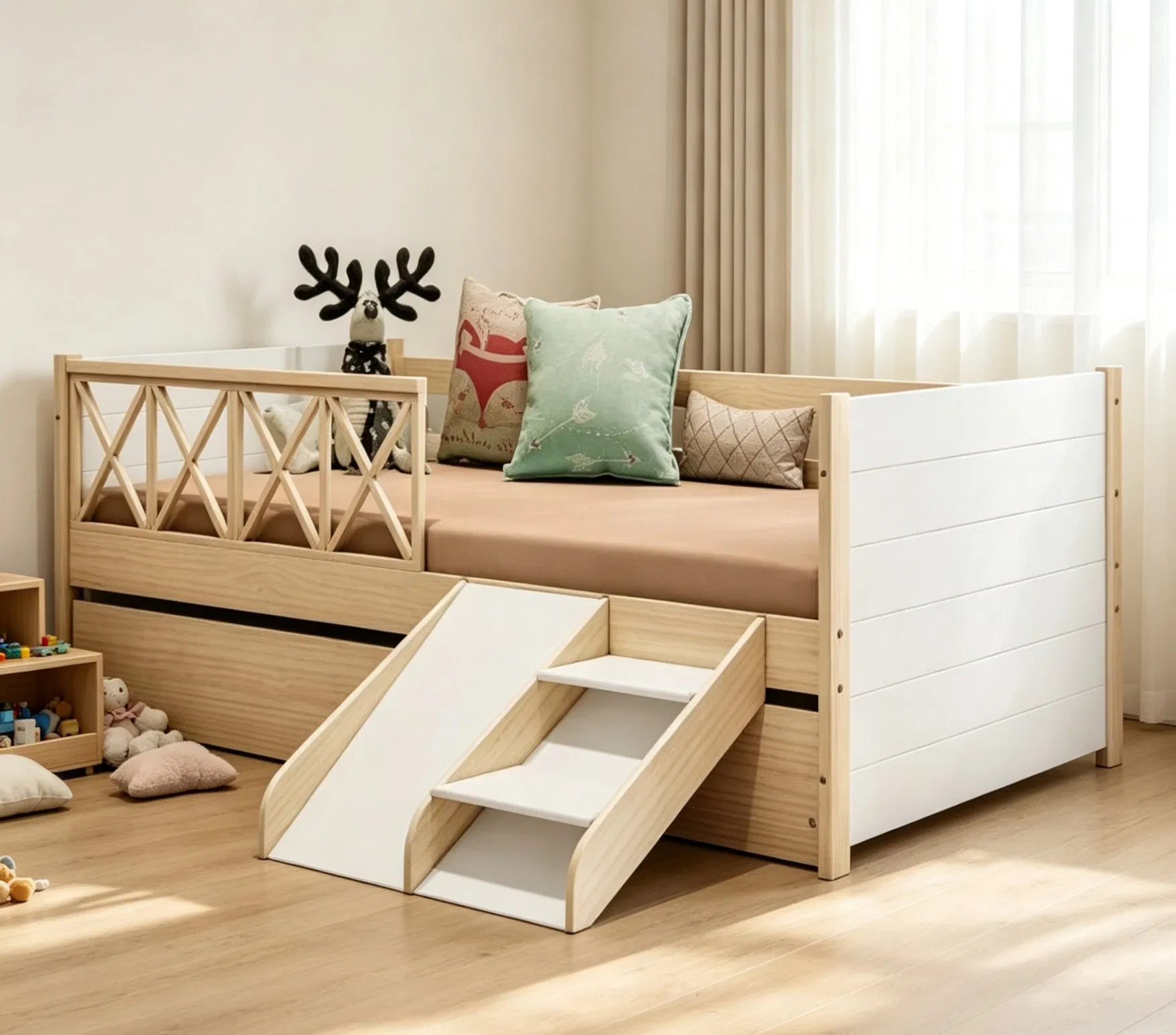 Kids Daybed with Slide and Stairs