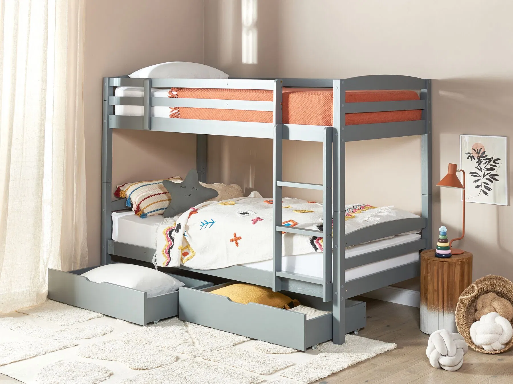 Pine Bunk Bed with Storage