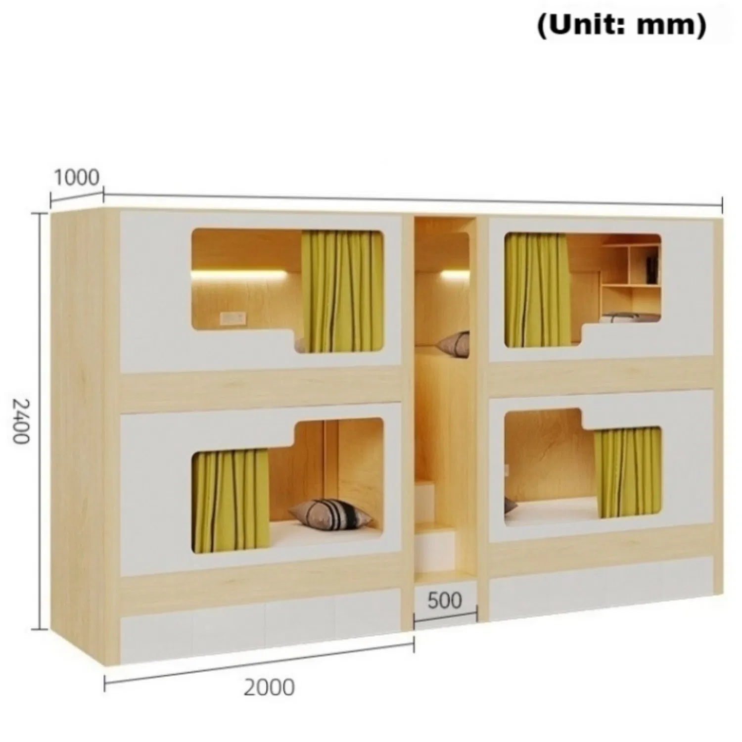 Soundproof Capsule Bunk Bed