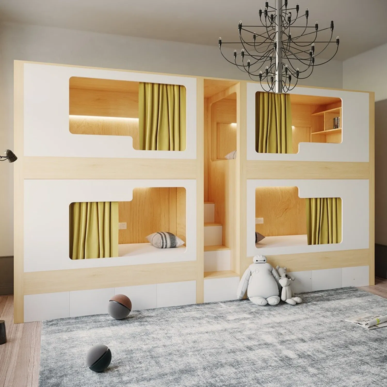 Soundproof Capsule Bunk Bed