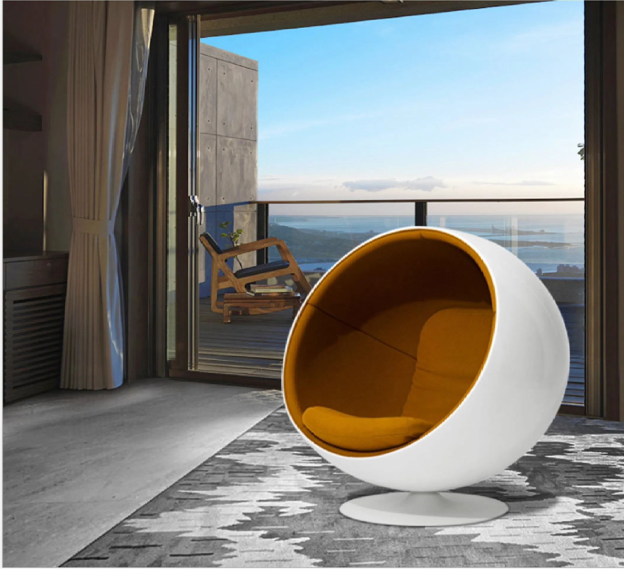 Round White Velvet Chair