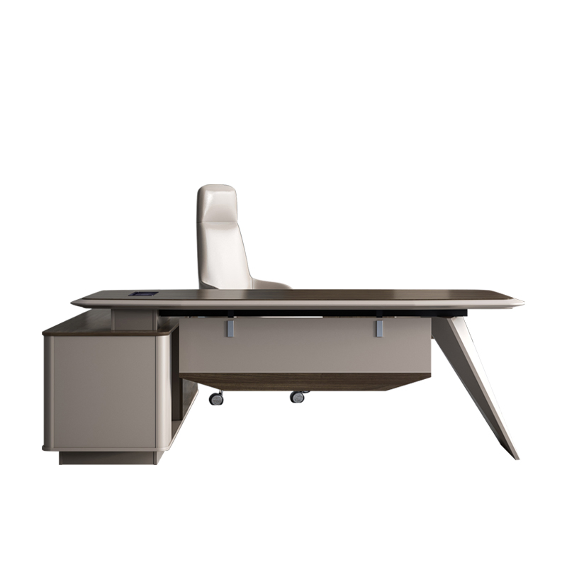 Wooden Office Desk with Side Cabinet