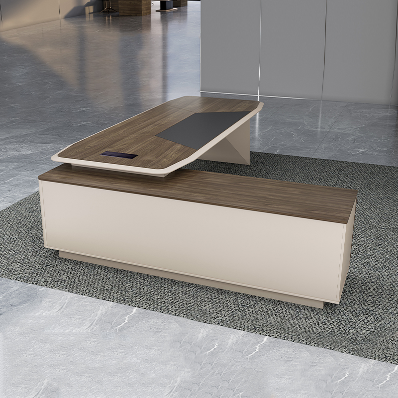Wooden Office Desk with Side Cabinet