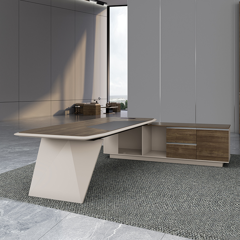 Wooden Office Desk with Side Cabinet