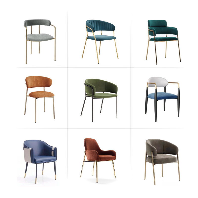 Fabric Leather Metal Frame Chair