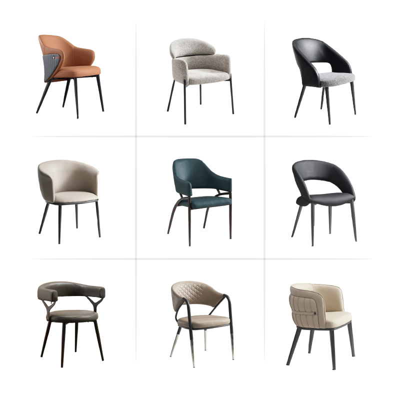 Fabric Leather Metal Frame Chair