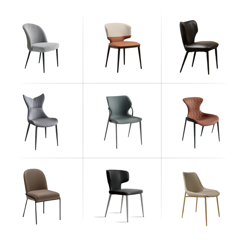 Fabric Leather Metal Frame Chair