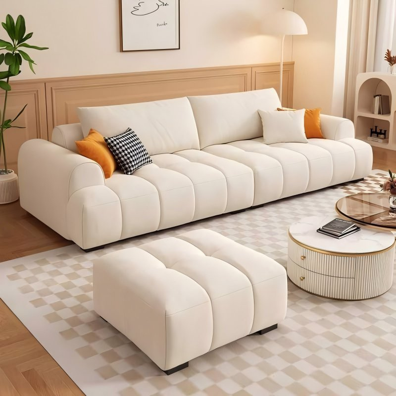 Cream White Puff Style Sofa