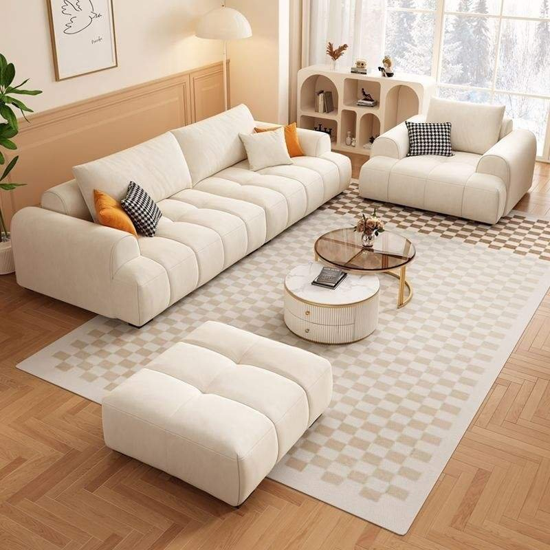 Cream White Puff Style Sofa
