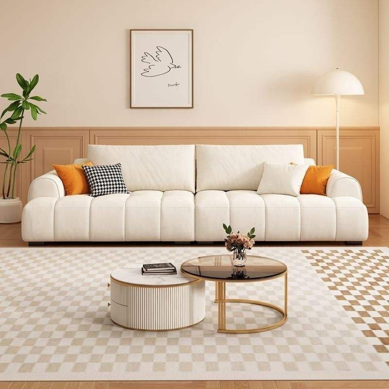 Cream White Puff Style Sofa