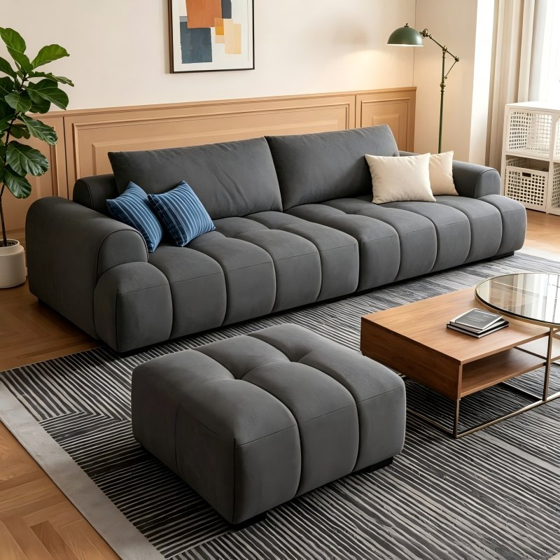 Cream White Puff Style Sofa